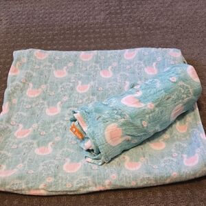 Baby Tula Large and Swaddle size Blue and Pink Swan Blankets